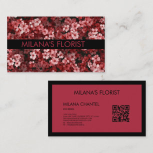 Röd tusensköna modern trendig blomma florist visitkort