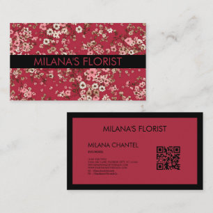 Röd tusensköna modern trendig blomma florist visitkort