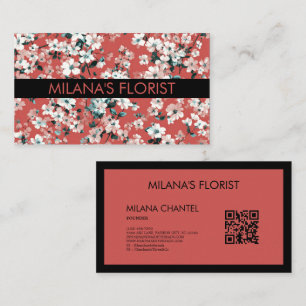 Röd tusensköna modern trendig blomma florist visitkort