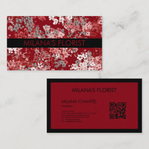 Röd tusensköna modern trendig blomma florist visitkort