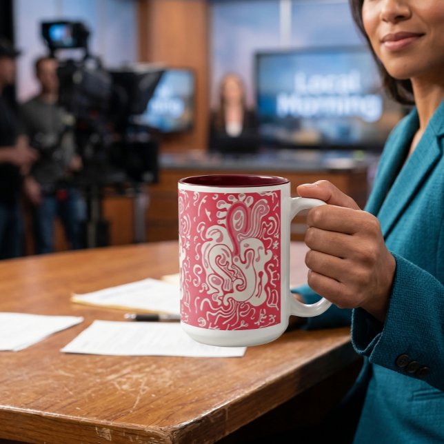 Röd Två-Tonad Mugg (AI product visualization, art is not AI)