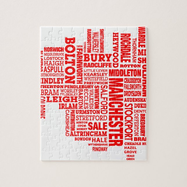 Röd typkarta av mer underbara Manchester Pussel (Vertikal)