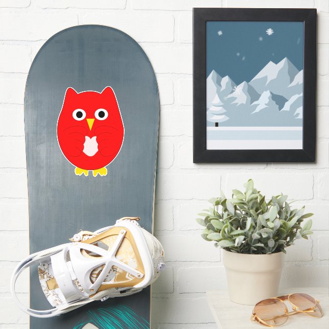 Röd Uggl Design Klistermärken (Snowboard)