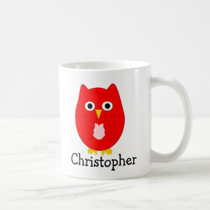 Röd Uggladesign Personlig Kaffemugg