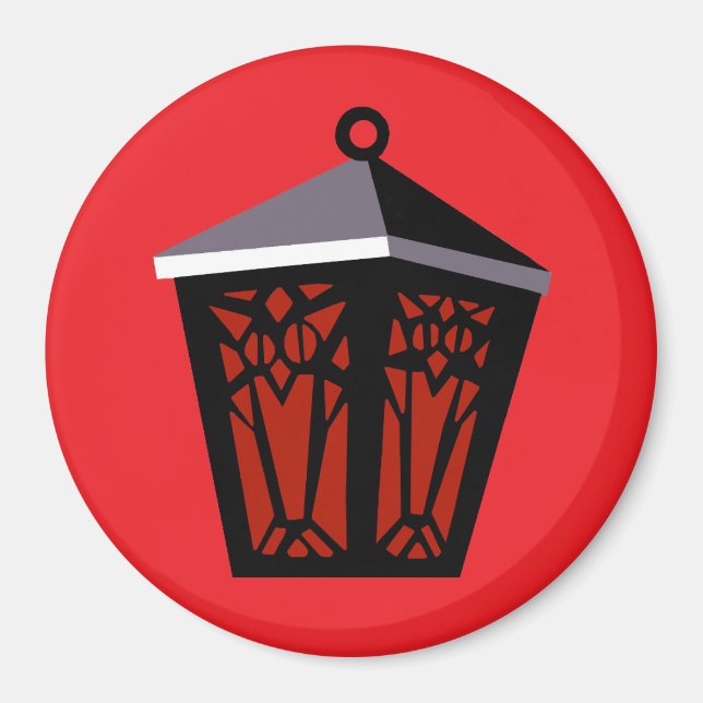 Röd Ugglalykta Magnet (Framsidan)