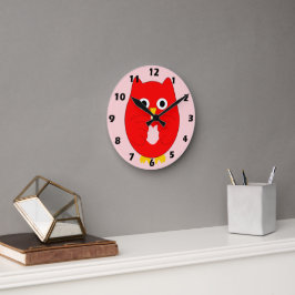Röd Uggle Design Rund Klocka
