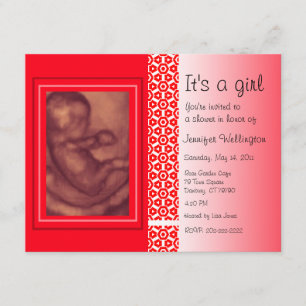 Röd Ultrasound för baby showerinbjudan Inbjudningar