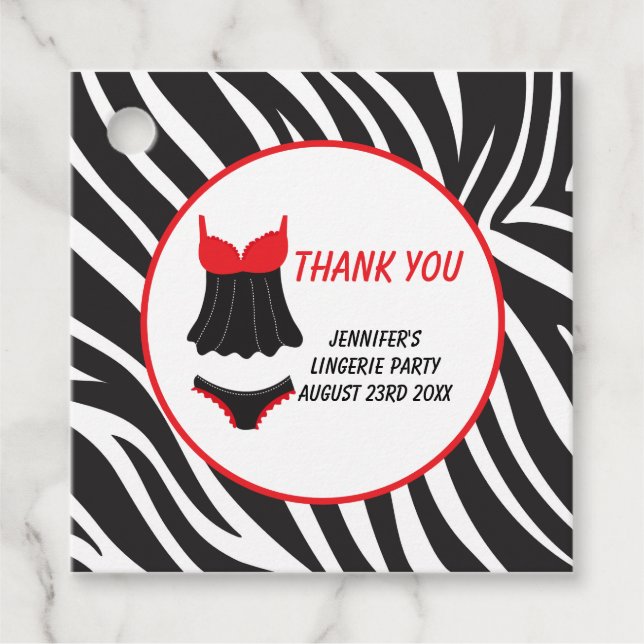 Röd Underklädesfest Tack Gåvor Etiketter (Framsida)