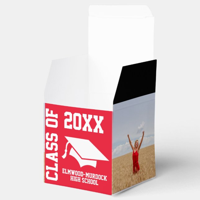 Röd, unik Studentfest Presentaskar (Öppnad)