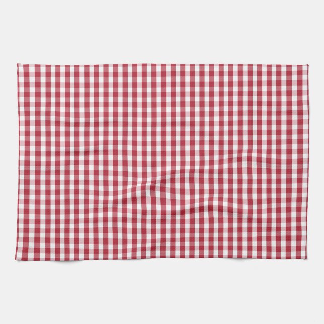 Röd USA flagga och kontrollerad vitGingham Kökshandduk (Horisontell)