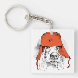 Röd Ushanka hatt för Bassethund