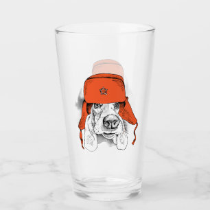 Röd Ushanka hatt för Bassethund Glaskopp