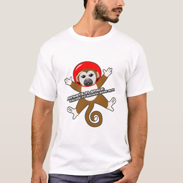 Röd utrymmeapa t-shirt (Framsida)