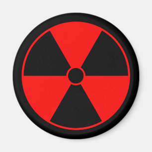 Röd utstrålningssymbolmagnet magnet