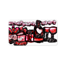 Röd valentin i vin adressetikett