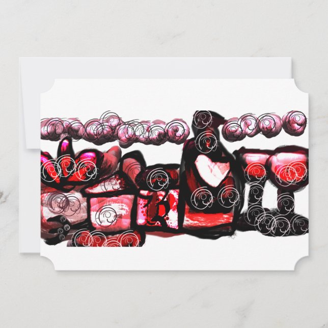 Röd valentin i vin inbjudningar (Framsida)