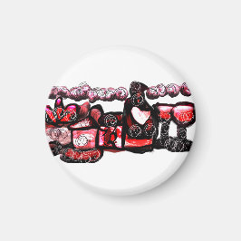 Röd valentin i vin magnet