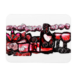 Röd valentin i vin magnet