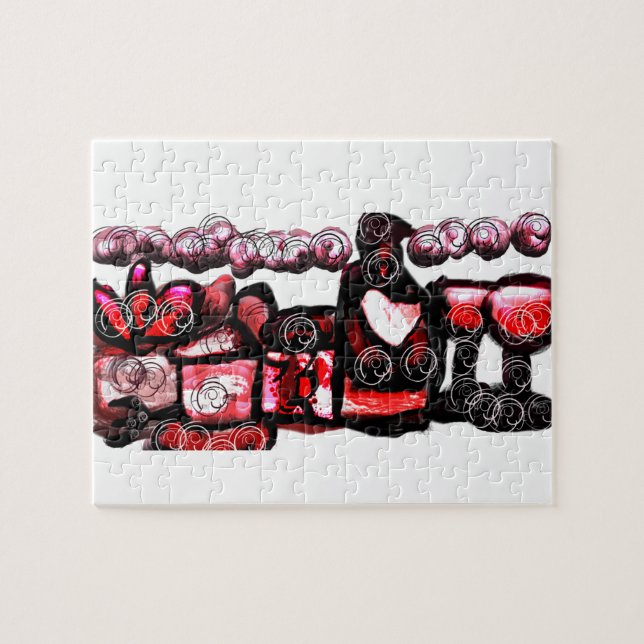 Röd valentin i vin pussel (Horisontell)