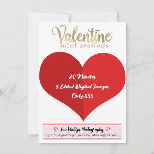 Röd Valentine Guld Mini Sessions Fotografi Inbjudningar
