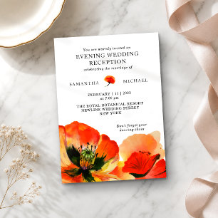 Röd Vallmo Blomster Kväll Bröllopsfest Inbjudningar
