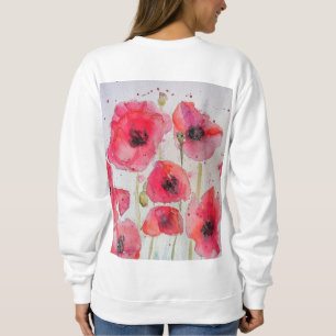 Röd Vallmo blomster vattenfärg konst blommönster T Shirt