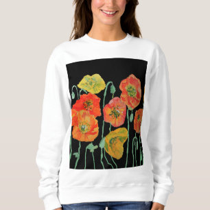 Röd vallmo blomstermålning i akvarell T-S T Shirt