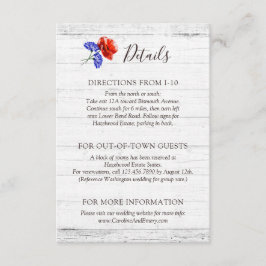 Röd Vallmo & Kornblomma Rustika Detaljer / Anvisni Tilläggskort