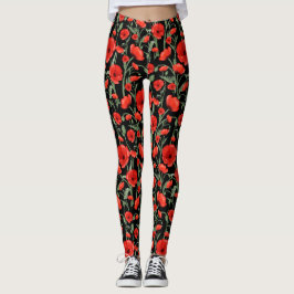 Röd Vallmo Leggings