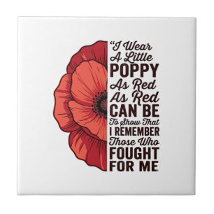 Röd vallmo minnes citat vektor skjorta design_1 kakelplatta