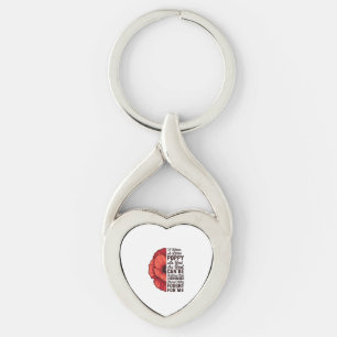Röd vallmo minnescitat vektor skjorta design_1 twisted heart silverfärgad nyckelring