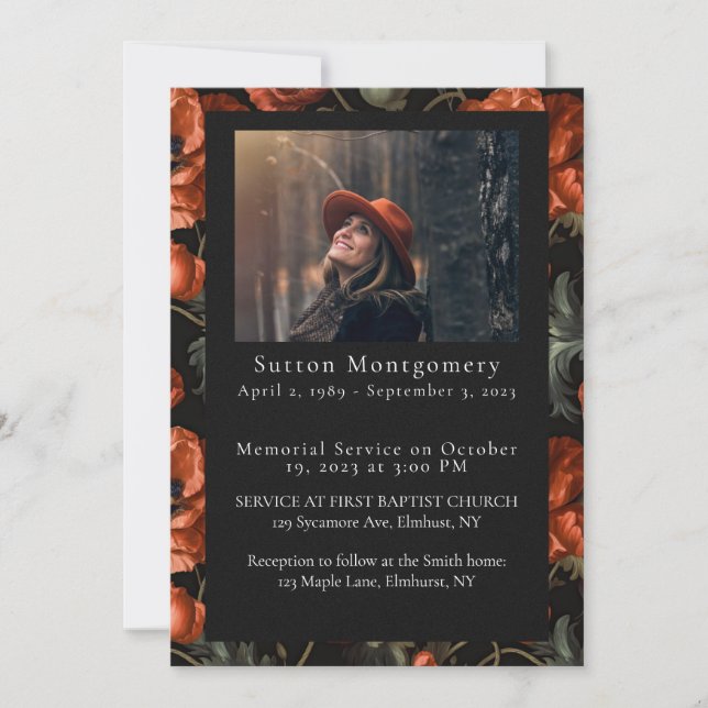 Röd vallmo, Moody foto-meddelande Inbjudningar (Framsida)