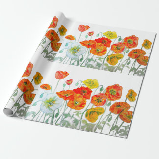 Röd vallmo Poppies Party Akvarell Presentpapper