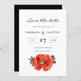 Röd vallmo, vattenfärg Spara datum Inbjudningar