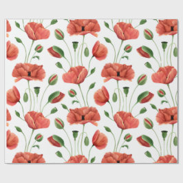 Röd vallmo vildblomma akvarell presentpapper