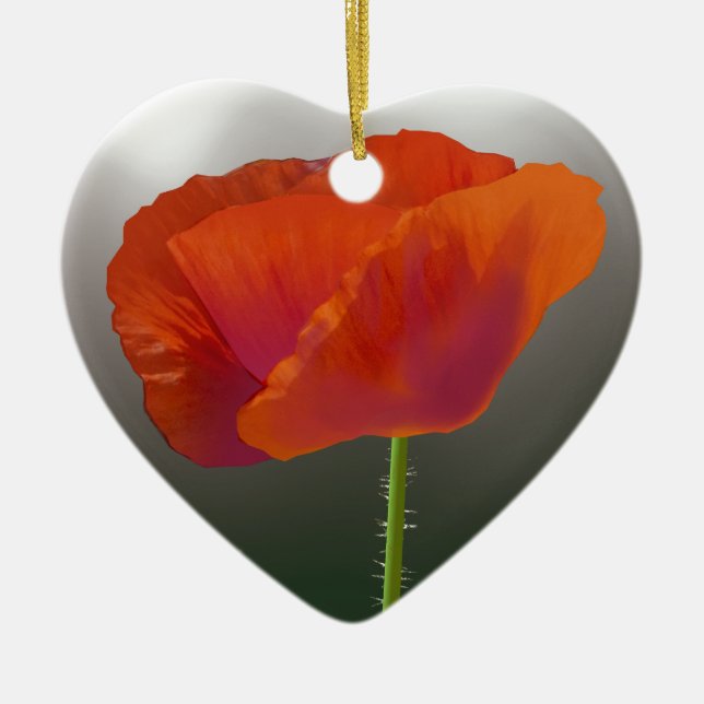 Röd vallmoblomma julgransprydnad keramik (Framsidan)