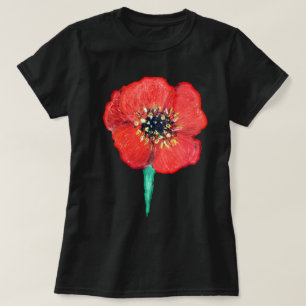 Röd vallmoblomma t shirt