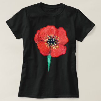 Röd vallmoblomma t shirt