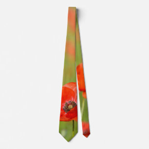 Röd vallmoblommatie slips