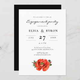 Röd vallmofärgsfärg, förlovningsfest inbjudningar