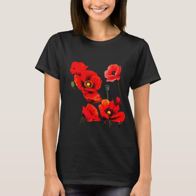 Röd vallmoträja t shirt (Framsida)