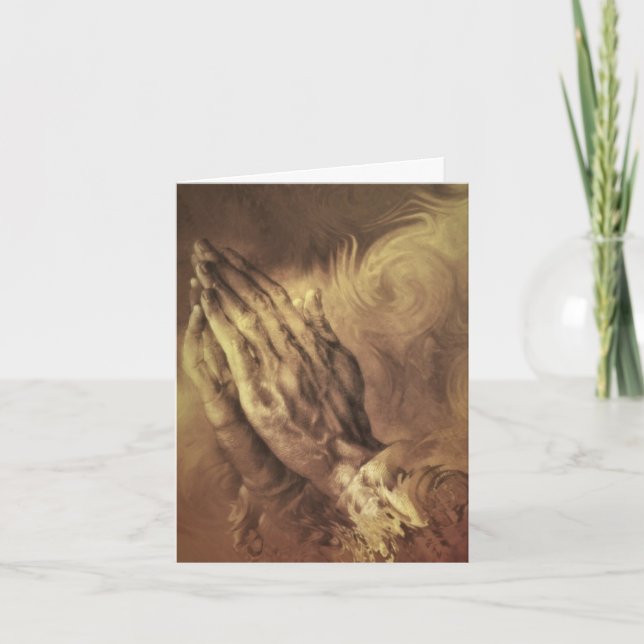 röd valp "bönande händer" kort (Framsida)