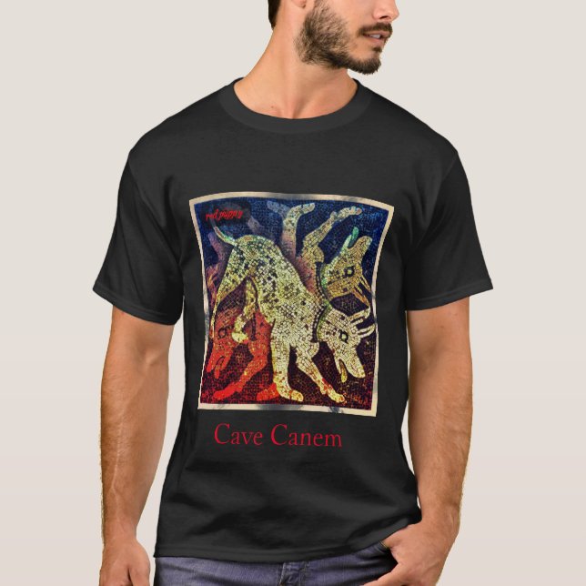 röd valp "grottacanem ", tee shirt (Framsida)