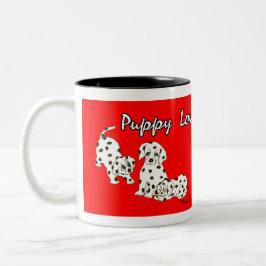 Röd valpkärlekmugg Två-Tonad mugg