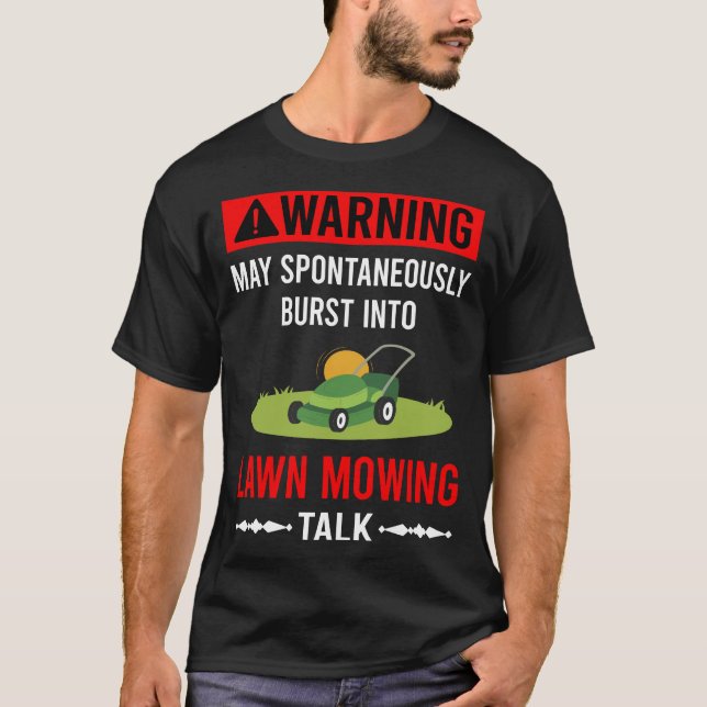 Röd Varnings Gräsklippar Klippare Gräsklippare T Shirt (Framsida)