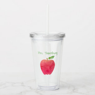 Röd vattenfärg Apple för personliglärare Take Away Mugg