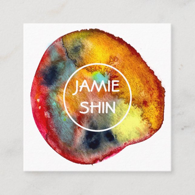 Röd vattenfärg Blob texturerad flotta Fyrkantigt Visitkort (Framsida)