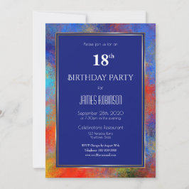 Röd vattenfärg för marint Guld, svart, 18:e Födels Inbjudningar