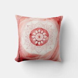 Röd vattenfärg mandala Blommor Kudde