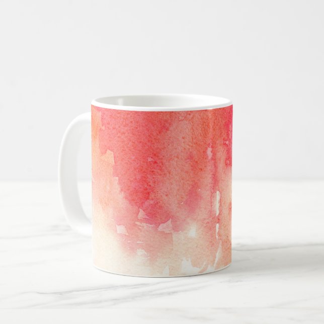 Röd vattenfärg. Modern koral. Abstrakt konst Kaffemugg (Framsida vänster)